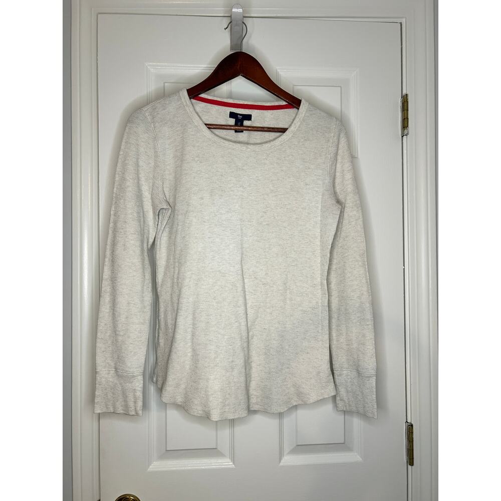 Gap Waffle Knit Thermal Top Women’s Size L Long Sleeve Cream Basic Casual